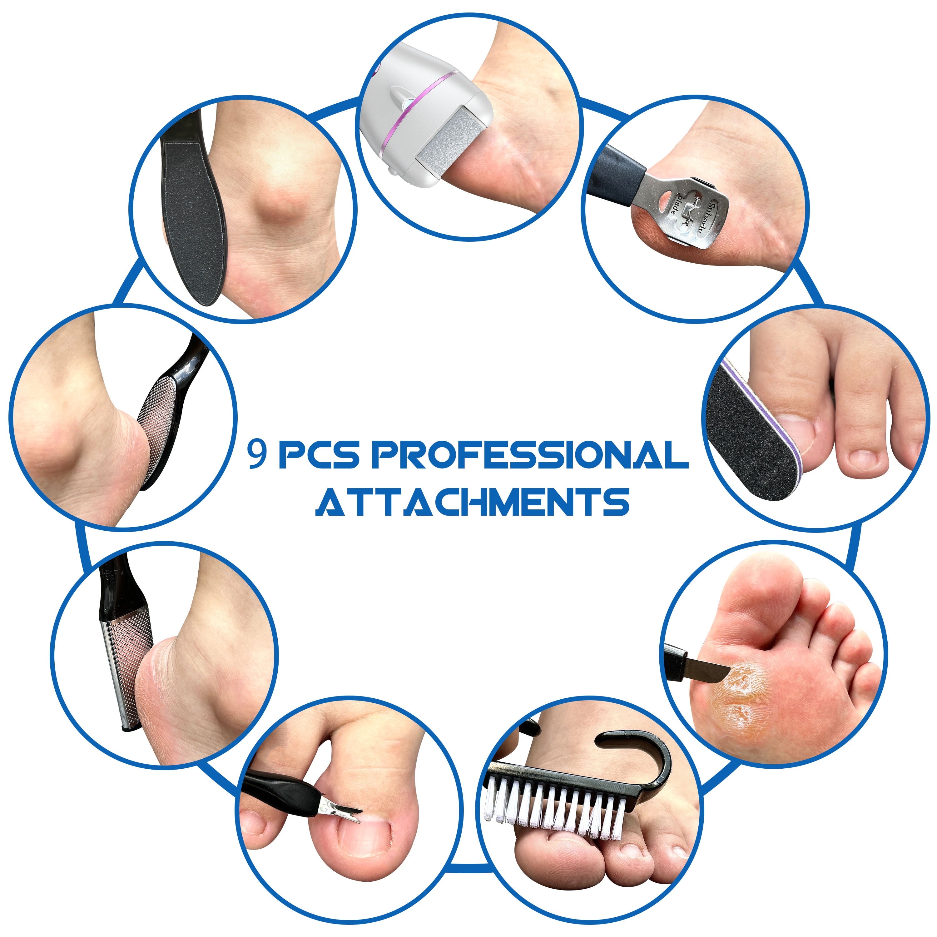 Electric Callus Remover for Feet, Portable Foot File with 18-In-1 Kit, Waterproof, 3 Roller Heads, 2 Speeds