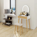 Leicester Vanity Table Set with Adjustable Brightness Mirror and Cushioned Stool