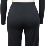 Women'S Sexy 2 Piece Outfits Clubwear off the Shoulder Crop Tops Long Loose Pant Set Long Sleeve Club Jumpsuits Black L