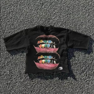 Streetwear T Shirts Y2K Clothes Punk Rock Hip Hop Graphic Print Oversized Tshirt Mens Womens Crew Neck Cotton Short Sleeve Tops