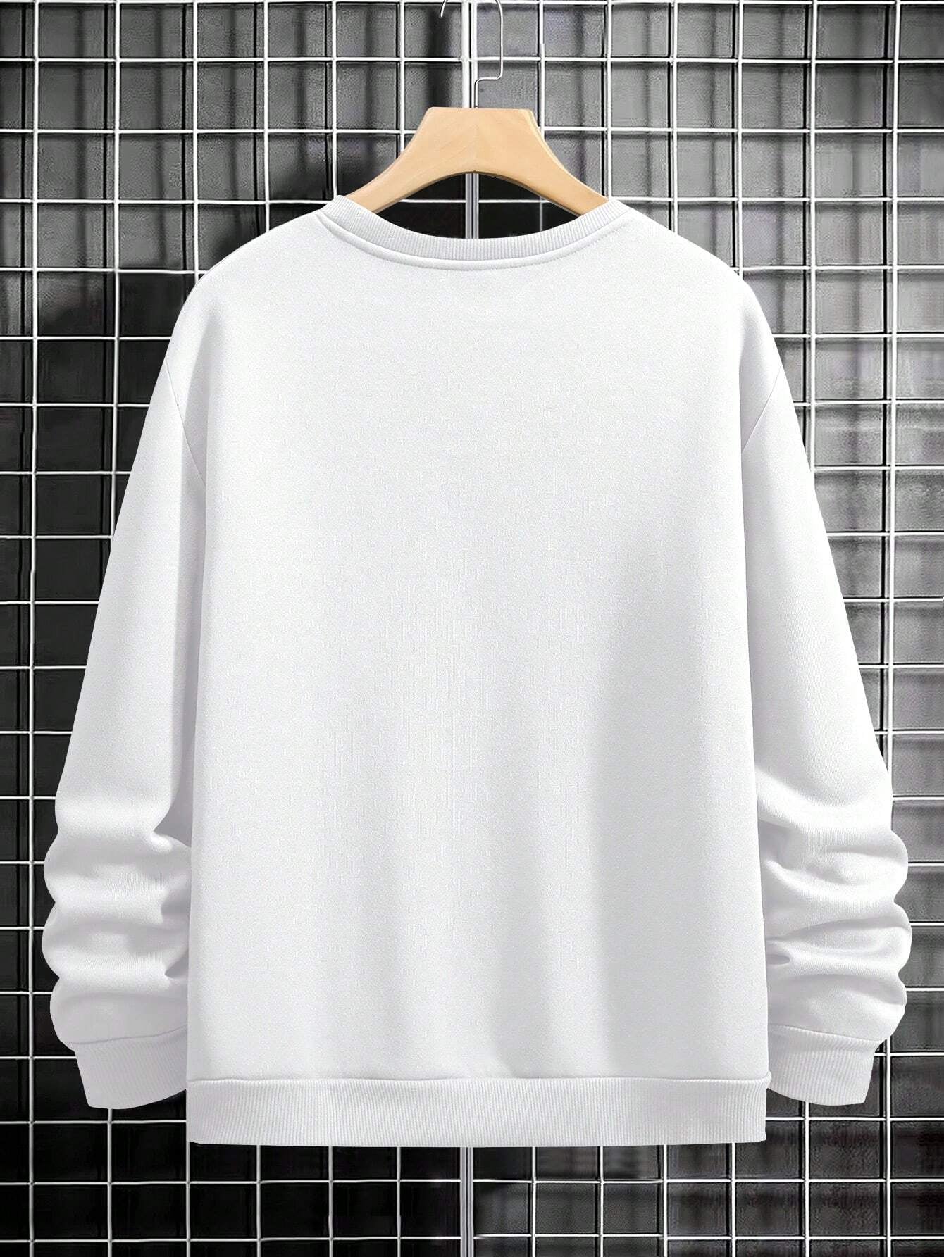 Manfinity Sporsity Men Letter Graphic Sweatshirt Going Out Crew Neck Letter Los Angeles Long Sleeve Casual Sweatshirt, for Friends, Husband, Boyfriend Gifts, Los Angeles Hoodie, Mens Sweatshirt, Mens Pullover Hoodie