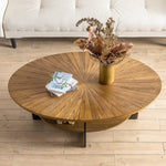Double Layer Coffee Table,Oval Wood Farmhouse with Storage,47.87"L X 30"W X 17.99"H,Brown