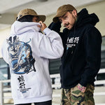 New Hoodies Men Chinese Letter Hooded High Street Pullover Sweatshirt Men Fashion Hip Hop Autumn Winter Casual Streetwear and Printed Loose Men'S Short Sleeve