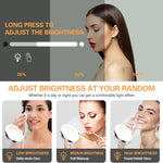 Compact LED Travel Makeup Mirror with 1X/10X Magnification,Compact Design: the Mirror Is Designed to Be Small and Portable, Making It Easy to Take with You On-The-Go, White