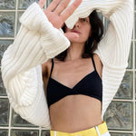 White Women Sweater Shrugs Cropped Top Full Lantern Sleeve Knitwear Pullover Sexy Summer High Street Outwear 2023 Spring