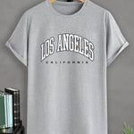 Manfinity Sporsity Men T-Shirts Fit Crew Neck Short Sleeve Graphic Tee Los Angeles Casual Summer Polyester