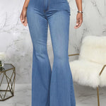 Women'S Flare Jeans Mid Rise Bell Bottom Denim Pants