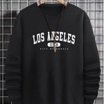 Manfinity Sporsity Men Letter Graphic Sweatshirt Going Out Crew Neck Letter Los Angeles Long Sleeve Casual Sweatshirt, for Friends, Husband, Boyfriend Gifts, Los Angeles Hoodie, Mens Sweatshirt, Mens Pullover Hoodie