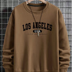 Manfinity Sporsity Men Letter Graphic Sweatshirt Going Out Crew Neck Letter Los Angeles Long Sleeve Casual Sweatshirt, for Friends, Husband, Boyfriend Gifts, Los Angeles Hoodie, Mens Sweatshirt, Mens Pullover Hoodie