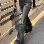 Women Flare Stretch Moustache Jeans Fashion Skinny Bell Bottom High Waist Gray Denim Pants Lady Classic Y2K Punk Long Trousers