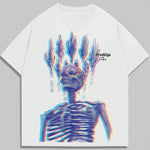 ROMWE MEN Grunge Punk Men Skeleton & Slogan Graphic Tee for Halloween, School