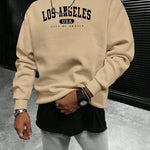Manfinity Sporsity Men Letter Graphic Sweatshirt Going Out Crew Neck Letter Los Angeles Long Sleeve Casual Sweatshirt, for Friends, Husband, Boyfriend Gifts, Los Angeles Hoodie, Mens Sweatshirt, Mens Pullover Hoodie