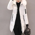 2024 New Winter Coat Women'S Jacket Fur Neckline Long Basic Coats Thick Jackets Cotton Padded Outerwear Parkas Female Clothes