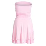 Y2K Tube-Top Short Dress Summer Sexy Pleated Tight Dresses for Womens Clothing