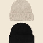 2Pcs Men'S Solid Color Knitted Hat Casual