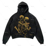New Street Gothic Casual Letter Blast Print Pattern Men Clothing Fashion Hoodie Harajuku Retro Y2K Hoodie Sweatshirt