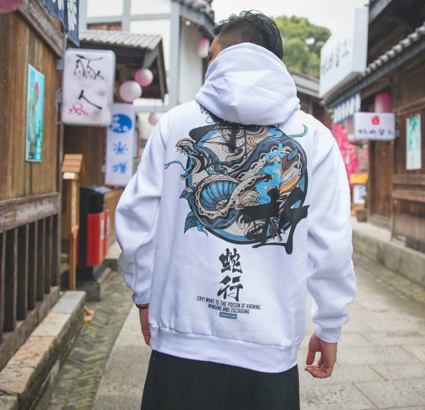 New Hoodies Men Chinese Letter Hooded High Street Pullover Sweatshirt Men Fashion Hip Hop Autumn Winter Casual Streetwear and Printed Loose Men'S Short Sleeve