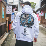 New Hoodies Men Chinese Letter Hooded High Street Pullover Sweatshirt Men Fashion Hip Hop Autumn Winter Casual Streetwear and Printed Loose Men'S Short Sleeve