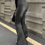 Women Flare Stretch Moustache Jeans Fashion Skinny Bell Bottom High Waist Gray Denim Pants Lady Classic Y2K Punk Long Trousers