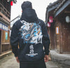 New Hoodies Men Chinese Letter Hooded High Street Pullover Sweatshirt Men Fashion Hip Hop Autumn Winter Casual Streetwear and Printed Loose Men'S Short Sleeve