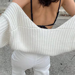 White Women Sweater Shrugs Cropped Top Full Lantern Sleeve Knitwear Pullover Sexy Summer High Street Outwear 2023 Spring