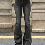 Women Flare Stretch Moustache Jeans Fashion Skinny Bell Bottom High Waist Gray Denim Pants Lady Classic Y2K Punk Long Trousers