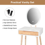 Leicester Vanity Table Set with Adjustable Brightness Mirror and Cushioned Stool