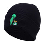 Men Alien Embroidered Beanie Street Fall Outfit