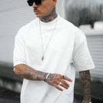 Men Solid Mock Neck Tee
