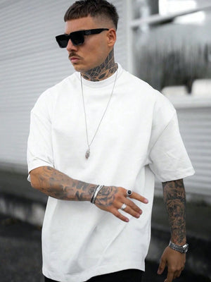 Men Solid Mock Neck Tee