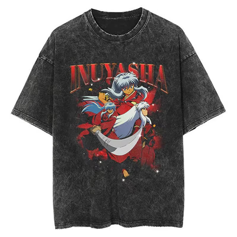 Anime Graphic Tees for Men Women Vintage Cotton T-Shirt Summer Short Sleeve Tops Casual Oversized Tshirt Harajuku Streetwear