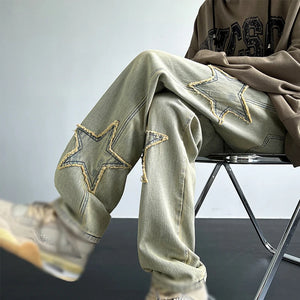Vintage Men'S Trendy Jeans American Premium Simple Casual Pants Fashion Street Male Straight Pants Fashionable Peplum Clothing