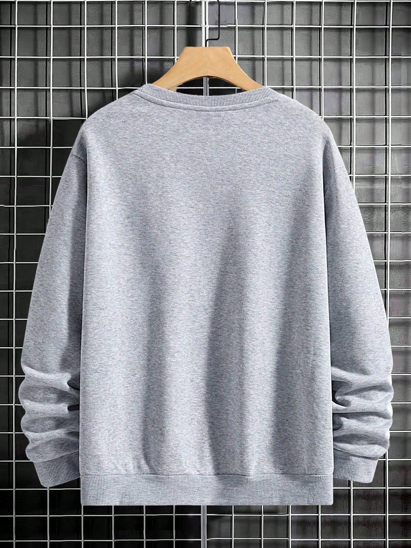 Manfinity Sporsity Men Letter Graphic Sweatshirt Going Out Crew Neck Letter Los Angeles Long Sleeve Casual Sweatshirt, for Friends, Husband, Boyfriend Gifts, Los Angeles Hoodie, Mens Sweatshirt, Mens Pullover Hoodie
