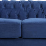 Velvet Chesterfield Sofa, 84'' Modern Tufted 3 Seater Couch with Scroll Arms and Wood Legs for Living Room Bedroom (Blue), Blue Velvet, 84 in Chesterfield Sofa