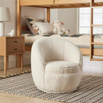 Mira Kids Swivel Chair, Cream Faux Shearling
