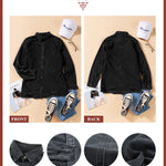 Women Denim Jacket Casual Long Boyfriend Distresse Jean Jacket Petite - Size L