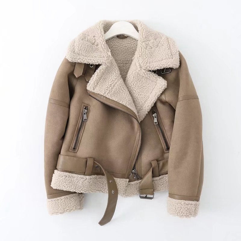 Fleece Autumn and Winter Suede Fur Jacket Motorcycle