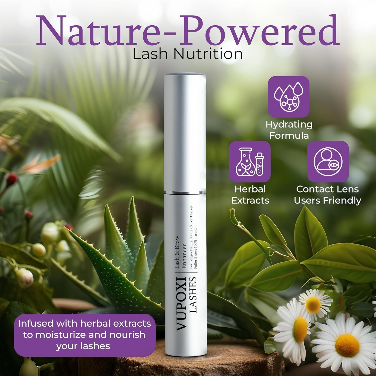 Lash Serum for Eyelash Growth - 100% Herbal Serum to Grow Lashes, Waterproof Serum for Thicker, Fuller, and Longer Lashes 0.1 Fl. Oz.