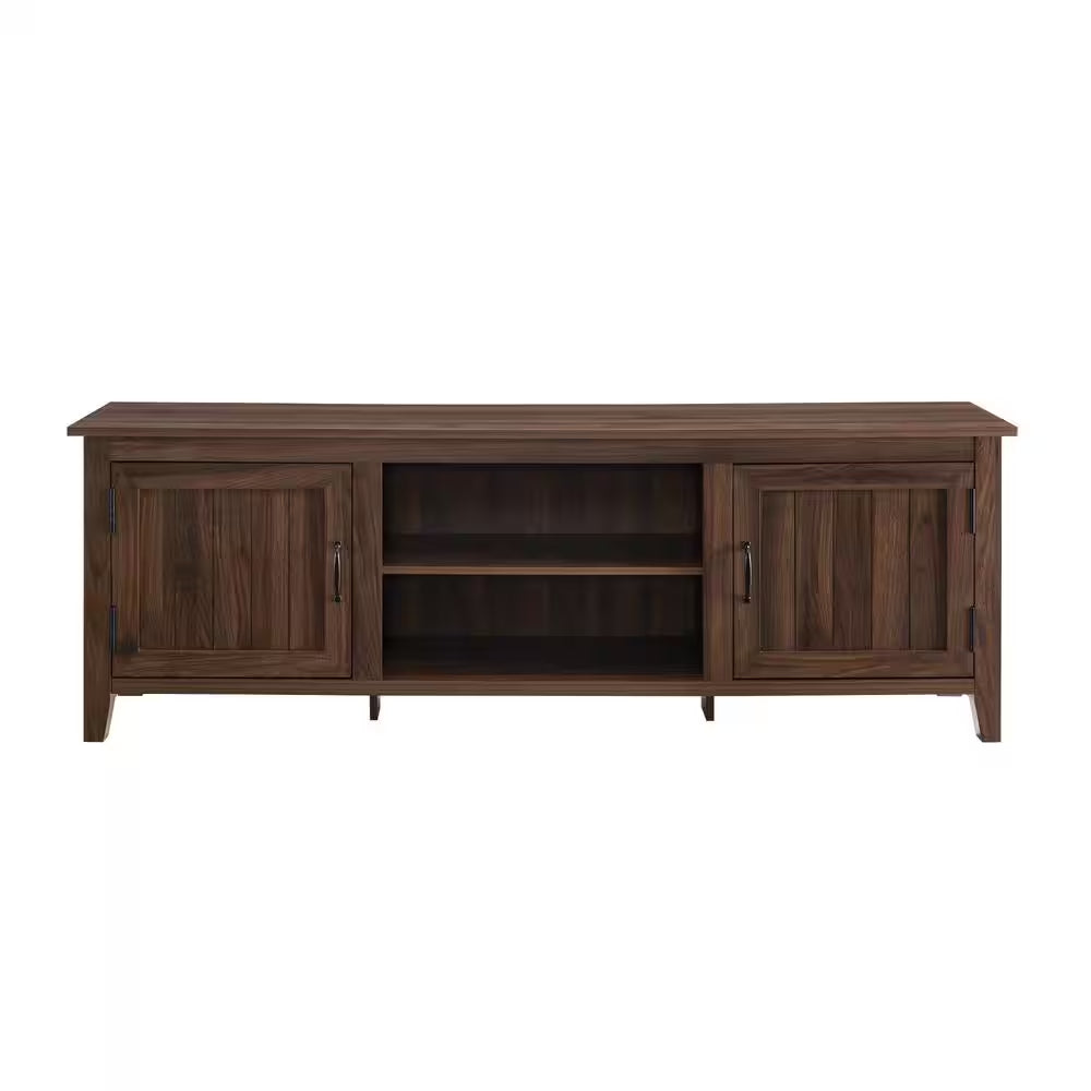70 In. Coastal Dark Walnut Composite TV Stand with Storage Doors (Max TV Size 80 In.)