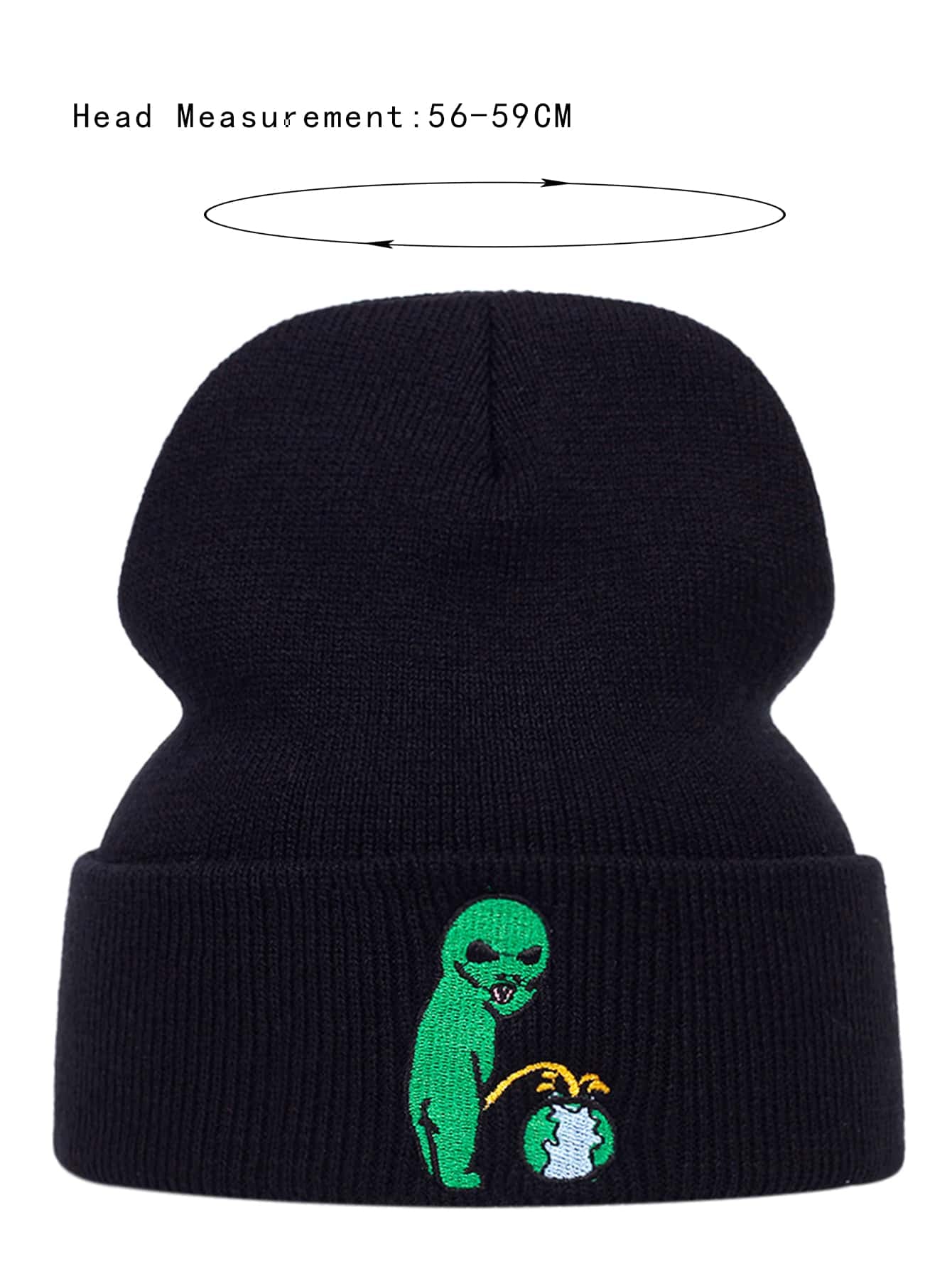 Men Alien Embroidered Beanie Street Fall Outfit