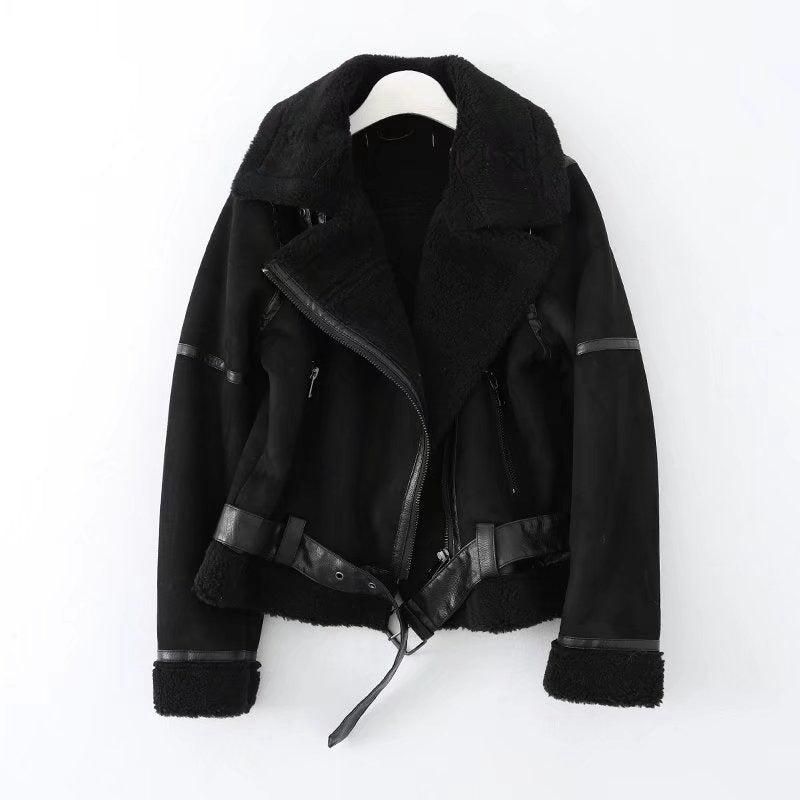 Fleece Autumn and Winter Suede Fur Jacket Motorcycle