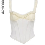 Coquette Busiter Corset Top Elegant Sexy Summer Clothes Women 2024 Low Cut Backless Tank Tops Resort Wear C69-BG10